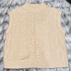 a new day Cable Knit Turtleneck Sweater Vest - Cream
